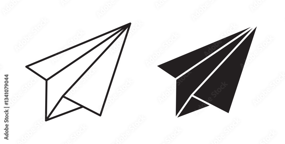 Paper plane icons in black fill and line style Paper plane icons in black fill and line style