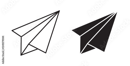 Paper plane icons in black fill and line style