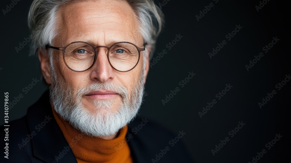 Featuring a sophisticated elderly gentleman in a black suit, this image captures the essence of maturity, charm, and inner peace, represented by his warm smile and composed demeanor. Featuring a sophisticated elderly gentleman in a black suit, this image captures the essence of maturity, charm, and inner peace, represented by his warm smile and composed demeanor.