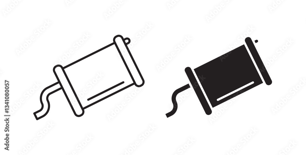 Exhaust pipe icons in black fill and line style Exhaust pipe icons in black fill and line style