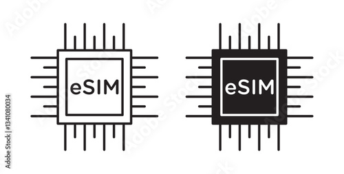 ESIM icons in black fill and line style