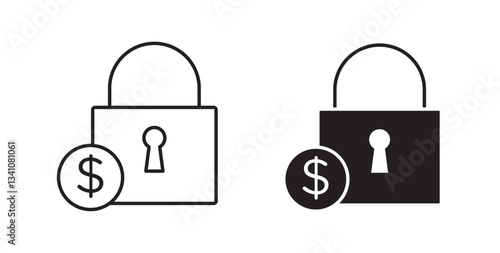 Fixed price icons in black fill and line style