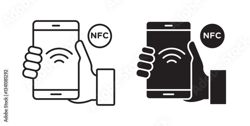 NFC communication icons in black fill and line style