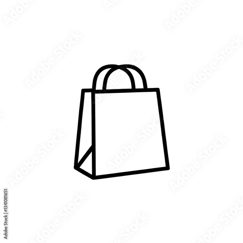 Black and White Transparent PNG Illustration of a Shopping Bag