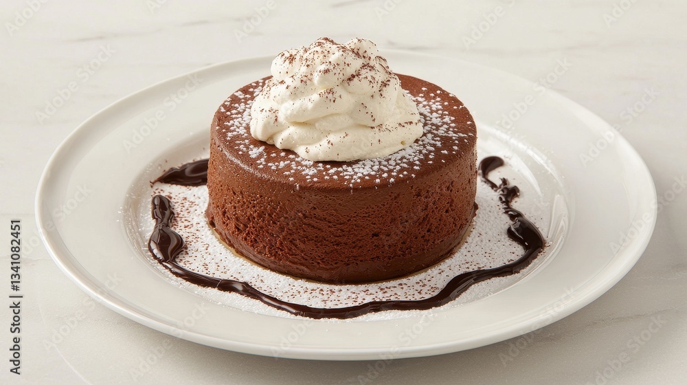 Rich Chocolate Cake with Whipped Cream and Cocoa Powder Finish Rich Chocolate Cake with Whipped Cream and Cocoa Powder Finish
