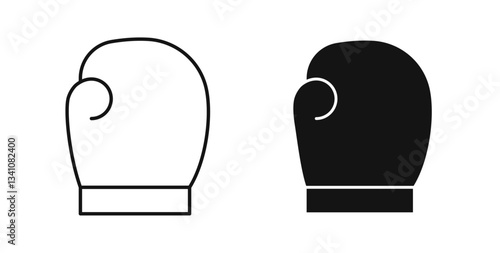 Boxing glove icons set in black colors on white background