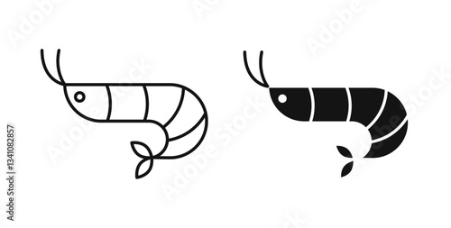 Shrimp icons set in black colors on white background