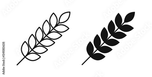 Wheat icons solid and thin line.