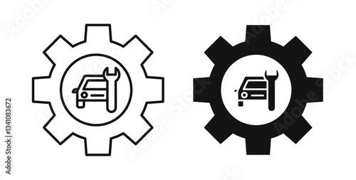 Car mechanic icons set in black colors on white background