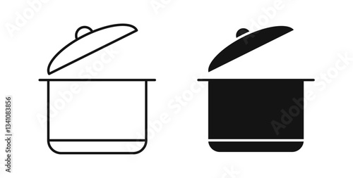 Pot icons set in black colors on white background