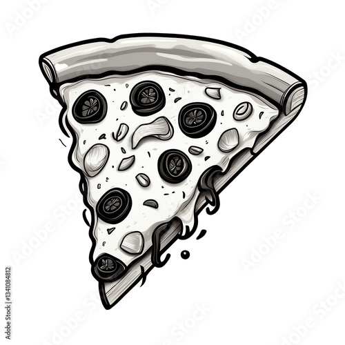 Wallpaper Mural Black and White Transparent PNG Illustration of a Pizza Torontodigital.ca