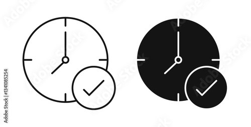 Time check icons set in black colors on white background