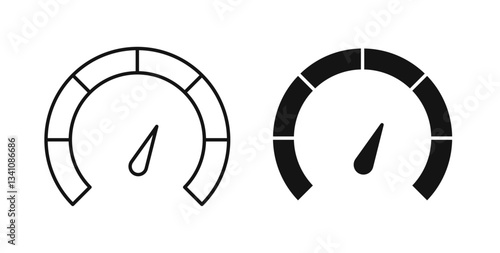 Tachometer icons set in black colors on white background