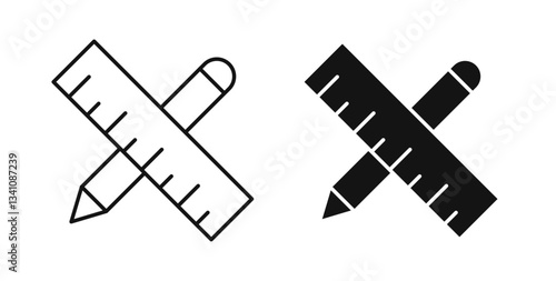 Pencil and ruler icons set for website design