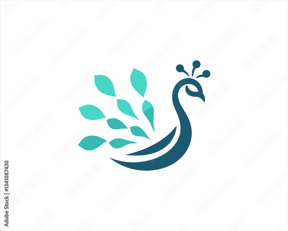 Naklejka premium Peacock logo design icon symbol vector illustration. Peacock bird template.