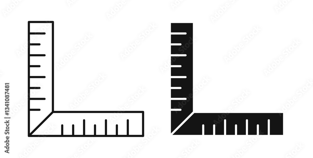Ruler combined icons set in black colors on white background Ruler combined icons set in black colors on white background