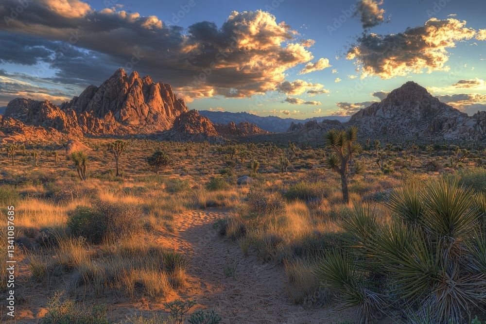 Naklejka premium Desert Sunset Landscape