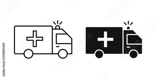 Ambulance icon set on white background