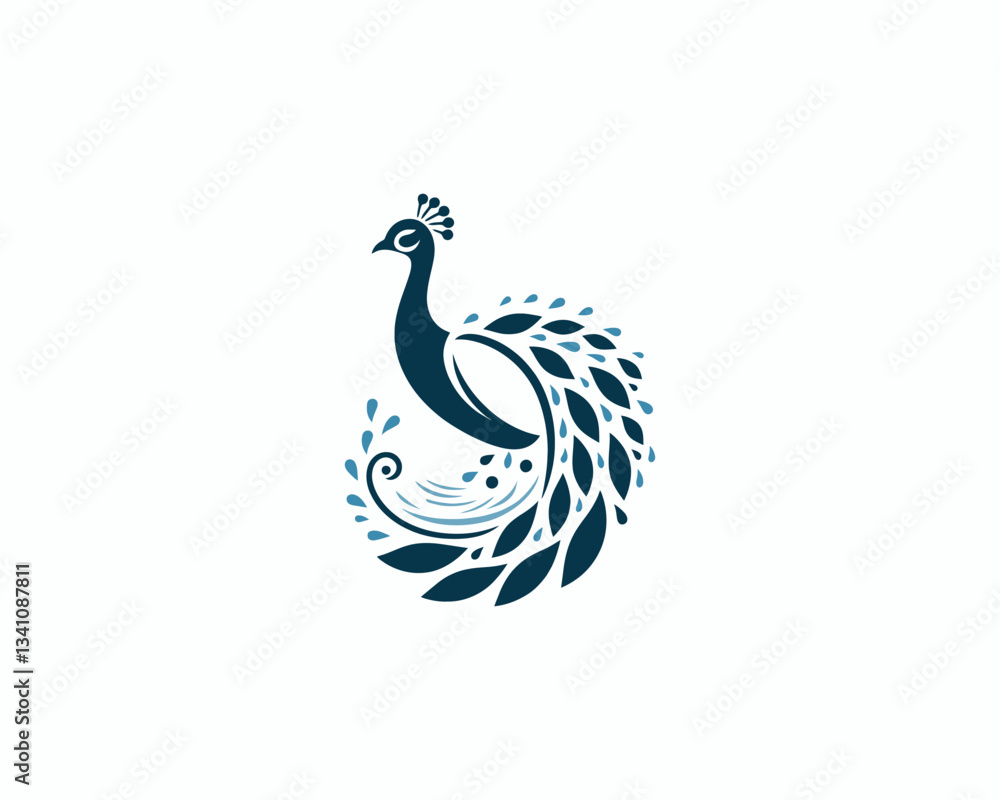 Fototapeta premium Peacock logo design icon symbol vector illustration. Peacock bird template.