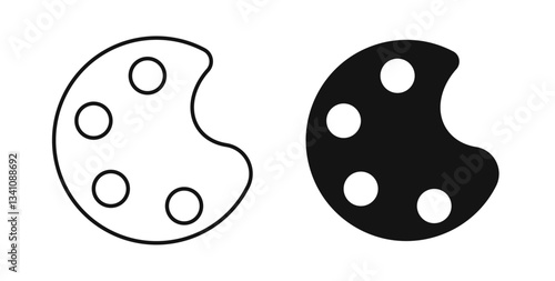Palette icons in flat solid and thin line style