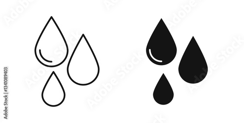 Raindrops icons set for website design