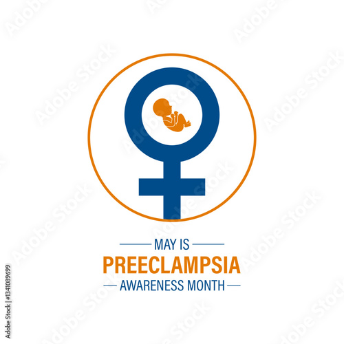Vector illustration of Preeclampsia Awareness Month observed every year in May. Preeclampsia is a complication of pregnancy of holiday concept. Design for web banner, cards, prints, social media, post
