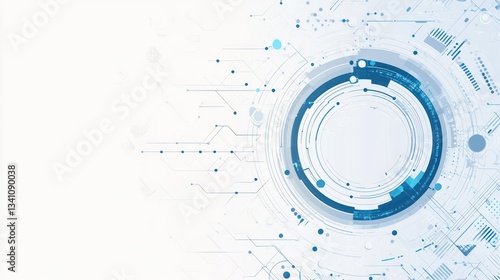 Abstract technology design, circular digital circuit, background graphic, for presentation or website