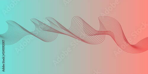 Abstract colorful background on colorful wavy lines and geometric design and twisted curve lines background. wave with lines created using blend tool. digital frequency track equalizer. 