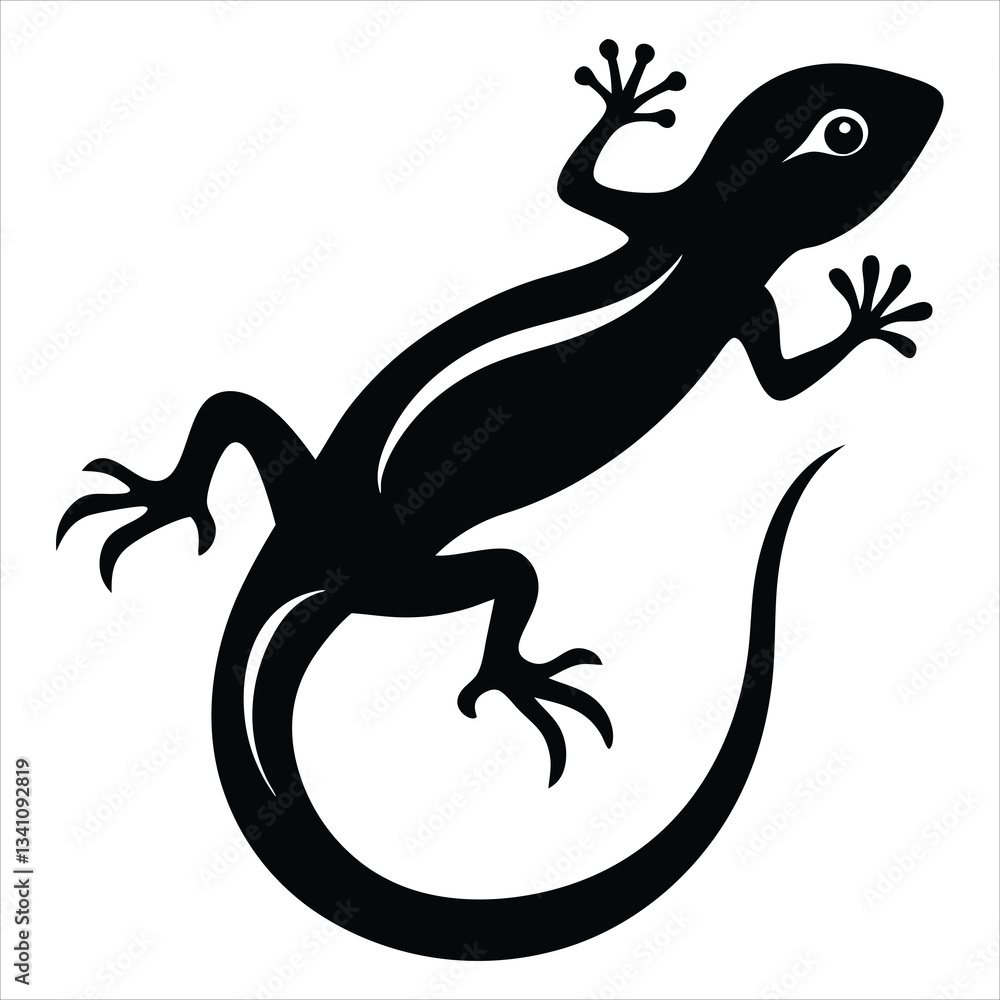Fototapeta premium Iguana or lizard icon isolated on white background Vector silhouette of lizard on white background. Symbol of animal