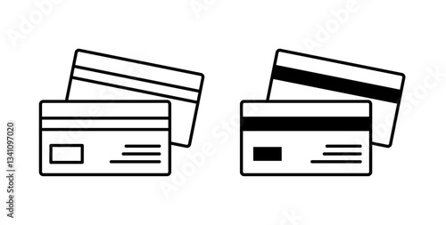 Credit card icons solid and thin line.