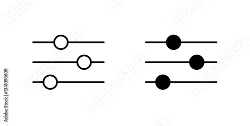 Settings sliders icons set in black colors on white background