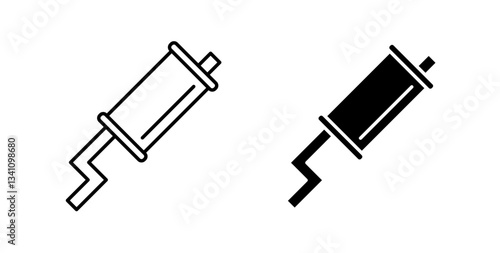 Exhaust pipe icons set in black colors on white background