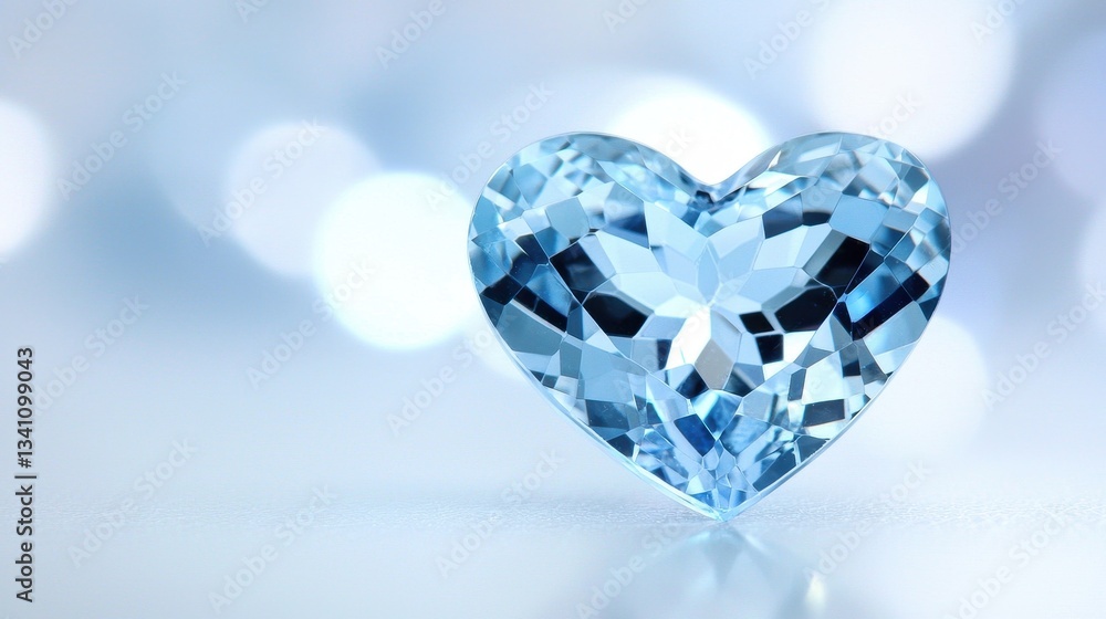 Elegant Blue Heart-Shaped Gemstone on Soft Light Background Elegant Blue Heart-Shaped Gemstone on Soft Light Background