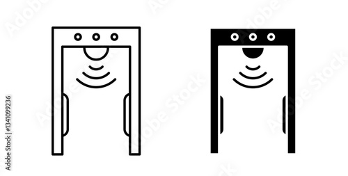 Metal detector icons set in black colors on white background