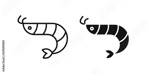 Shrimp icons on white background for web