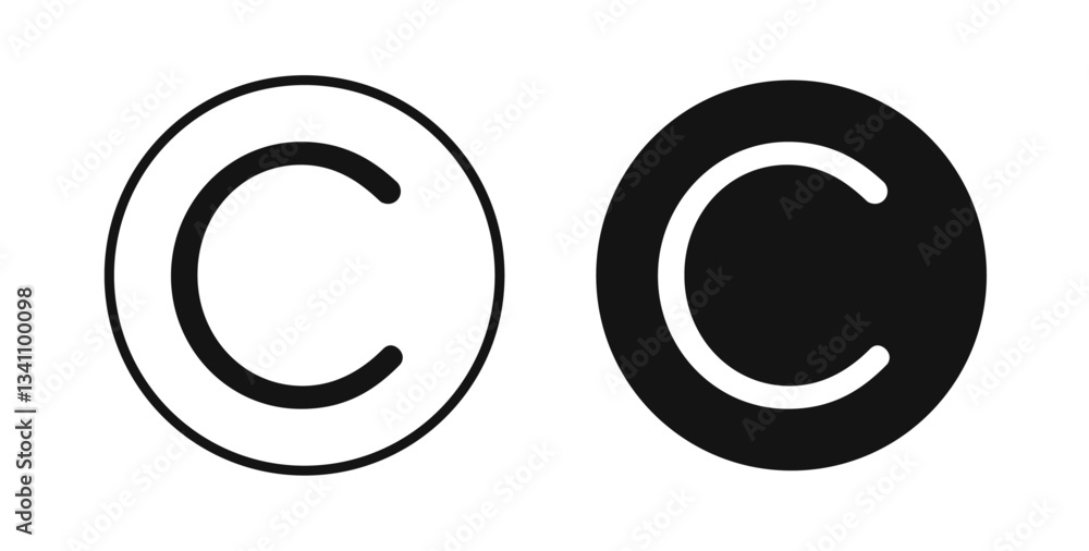 Copyright icon collection for UI on white background Copyright icon collection for UI on white background