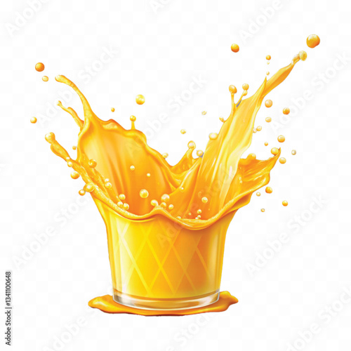 abstract 3d splash of orange or mango  juice in different  style isolated on white background