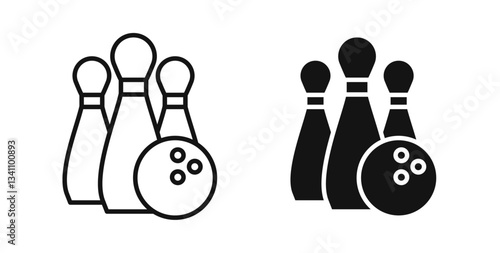 Bowling icons on white background for web