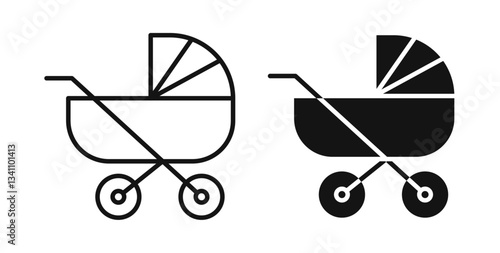 Baby carriage icons on white background for web