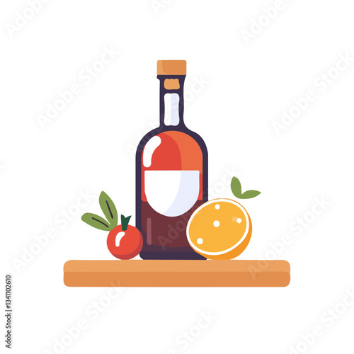 Simple flat 2D icon vinegar isolated on transparent background, flat design, vector, animation design, simple flat 2D icon, clipart, Traditional Persian New Year, Nowruz 