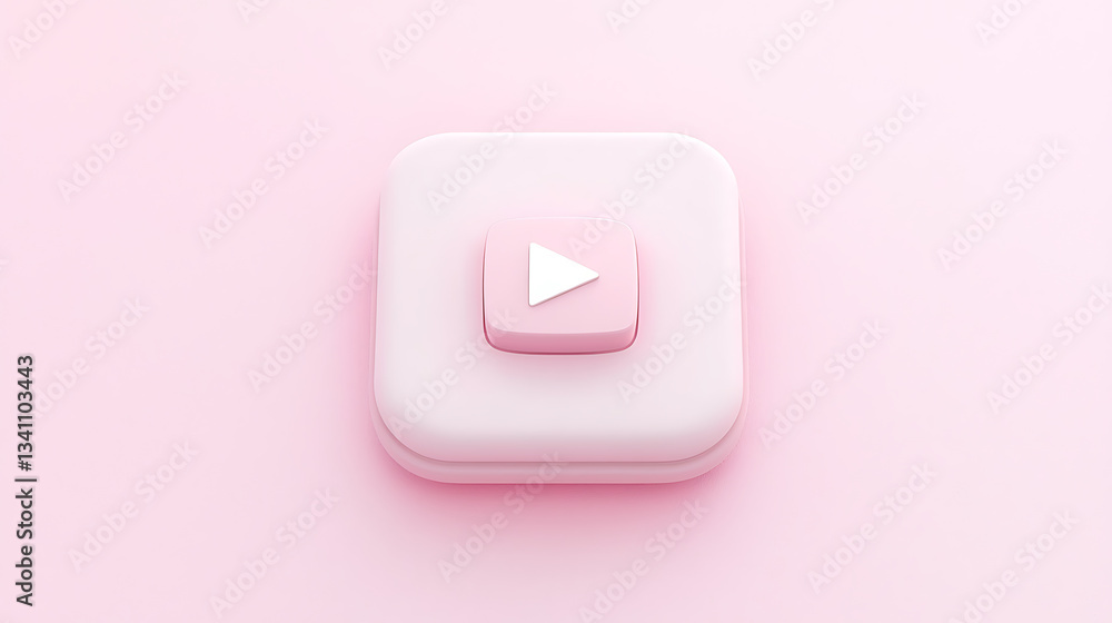 Play button icon in soft pink hue digital media design minimalist environment creative viewpoint visual concept Play button icon in soft pink hue digital media design minimalist environment creative viewpoint visual concept