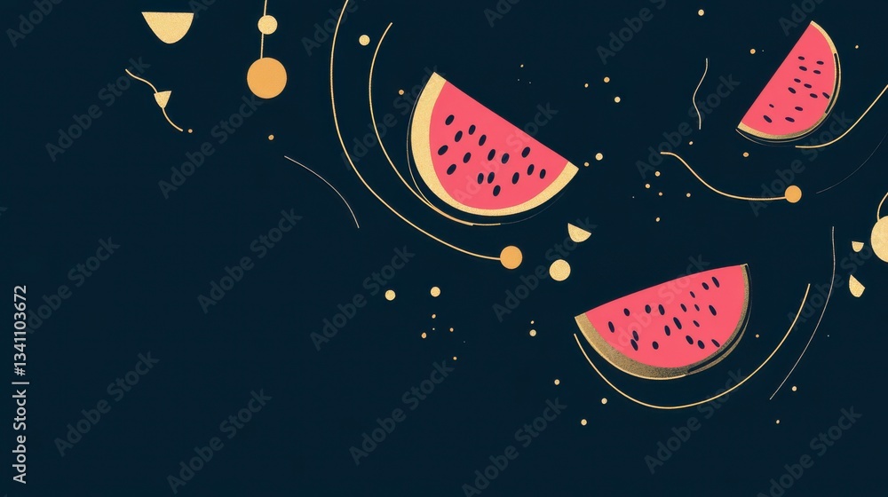 Abstract Watermelon Slices: A Vibrant Summer Design Abstract Watermelon Slices: A Vibrant Summer Design