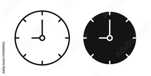 Clock nine icons on white background for web