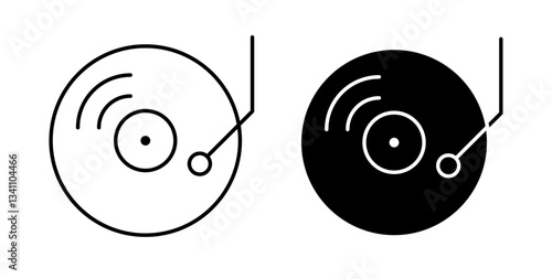 Vinyl icons set in black colors on white background