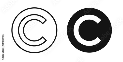 Copyright icons for app UI designs on white background