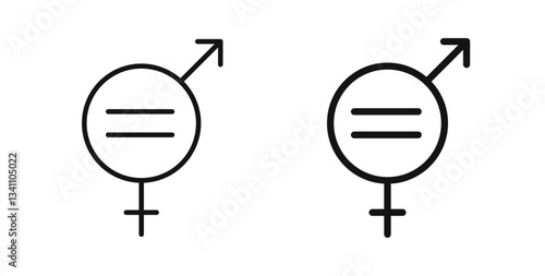 Equality icons set in black colors on white background