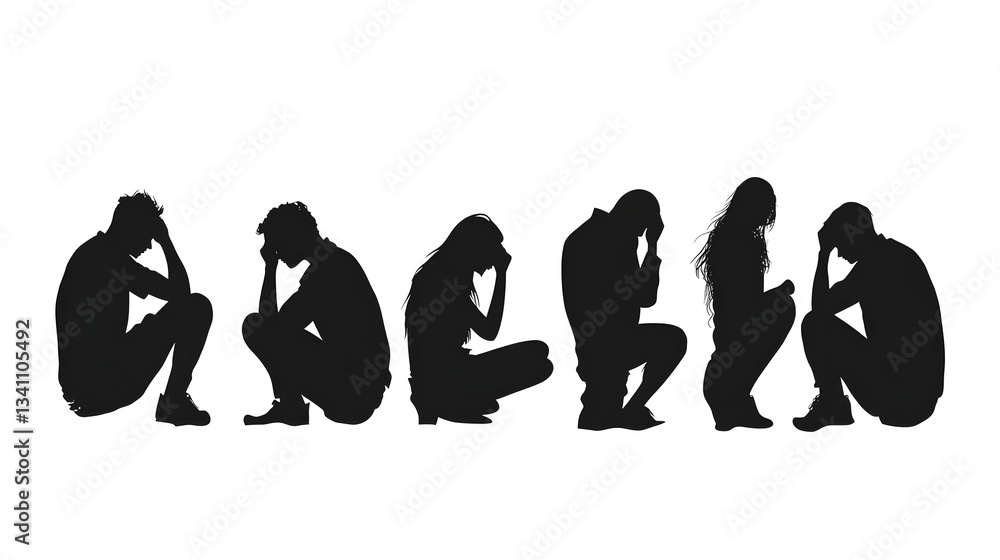 Obraz premium wommen sitting standing in deffirent position