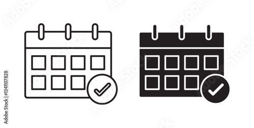 Calendar check icons on white background for web