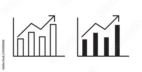 Chart histogram icons on white background for web