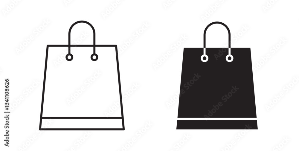 Shopping bag icons for app UI designs on white background